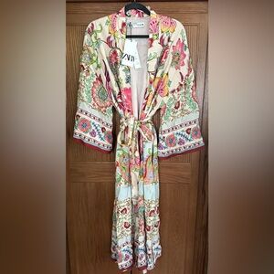 ZARA Floral Paisley Kimono Small NWT